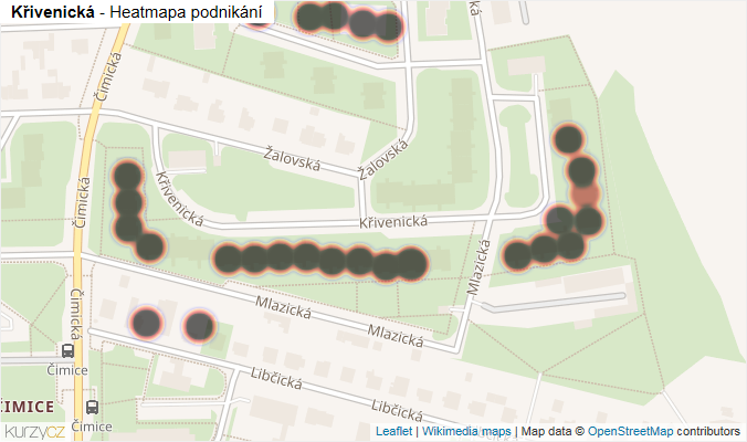 Mapa Křivenická - Firmy v ulici.