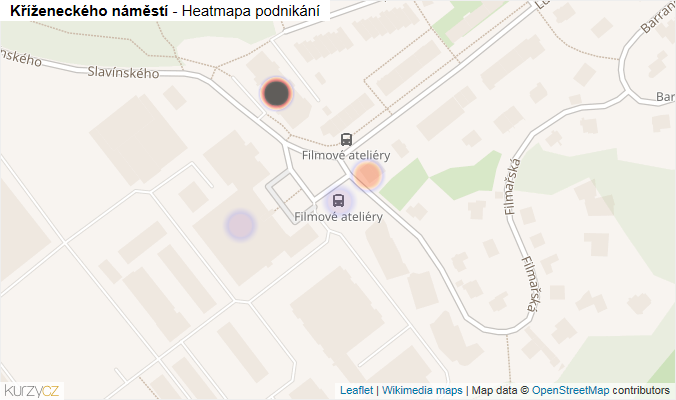 Mapa Kříženeckého náměstí - Firmy v ulici.