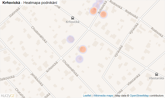 Mapa Krňovická - Firmy v ulici.