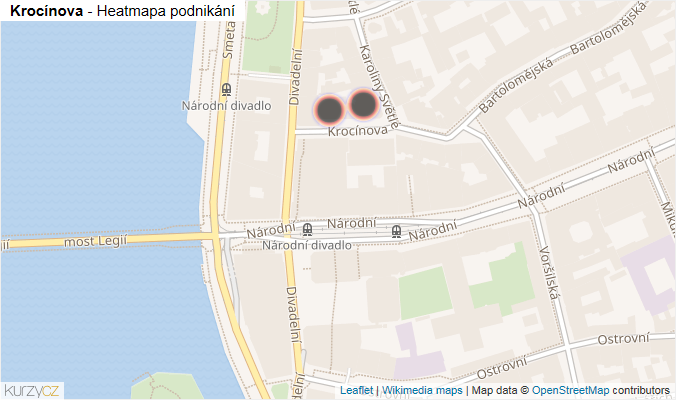 Mapa Krocínova - Firmy v ulici.