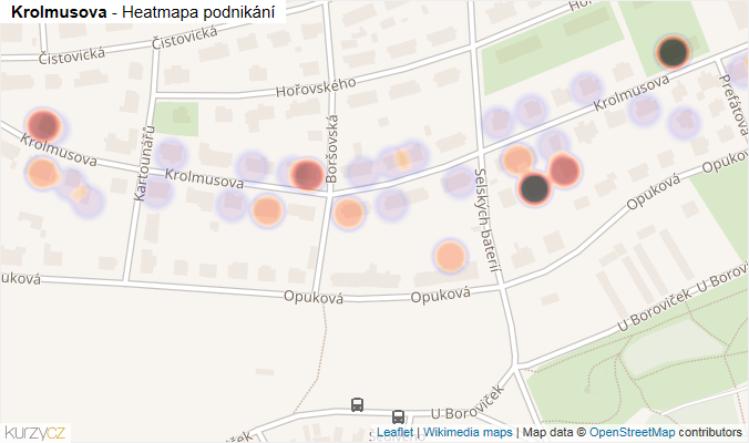 Mapa Krolmusova - Firmy v ulici.