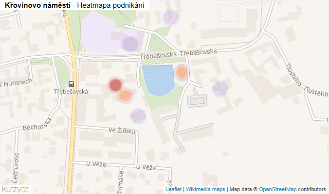 Mapa Křovinovo náměstí - Firmy v ulici.