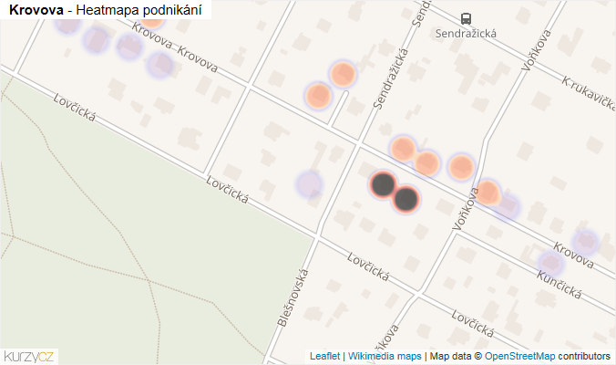 Mapa Krovova - Firmy v ulici.