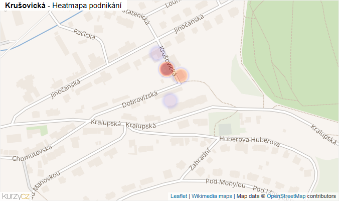 Mapa Krušovická - Firmy v ulici.