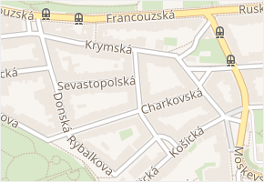 Krymská v obci Praha - mapa ulice