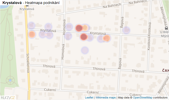 Mapa Krystalová - Firmy v ulici.