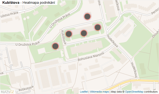 Mapa Kubištova - Firmy v ulici.