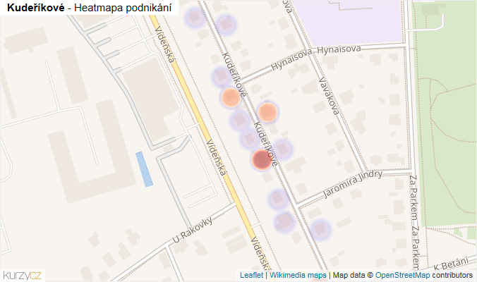 Mapa Kudeříkové - Firmy v ulici.