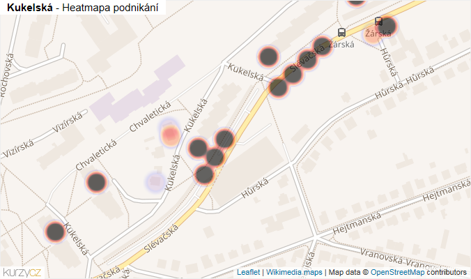 Mapa Kukelská - Firmy v ulici.