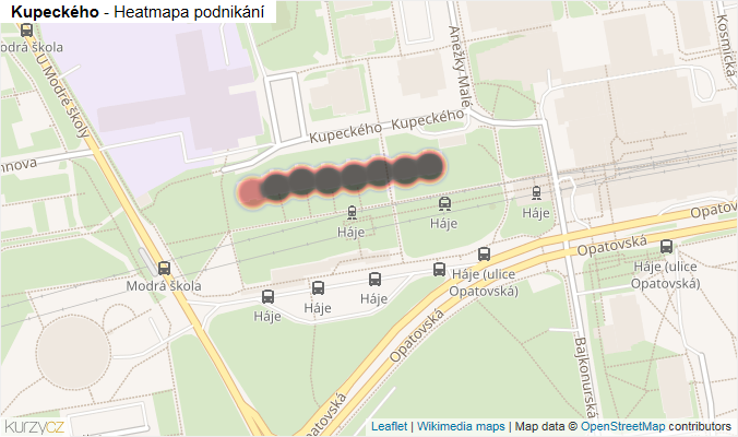 Mapa Kupeckého - Firmy v ulici.
