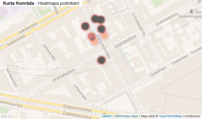 Mapa Kurta Konráda - Firmy v ulici.