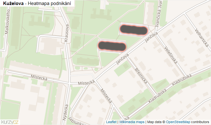 Mapa Kuželova - Firmy v ulici.