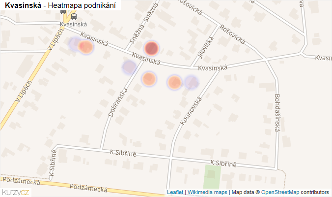 Mapa Kvasinská - Firmy v ulici.