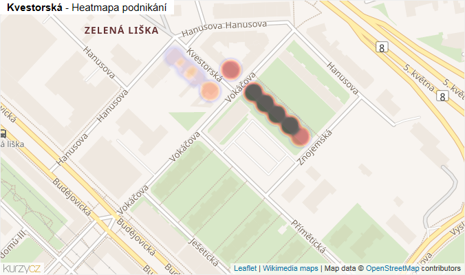 Mapa Kvestorská - Firmy v ulici.