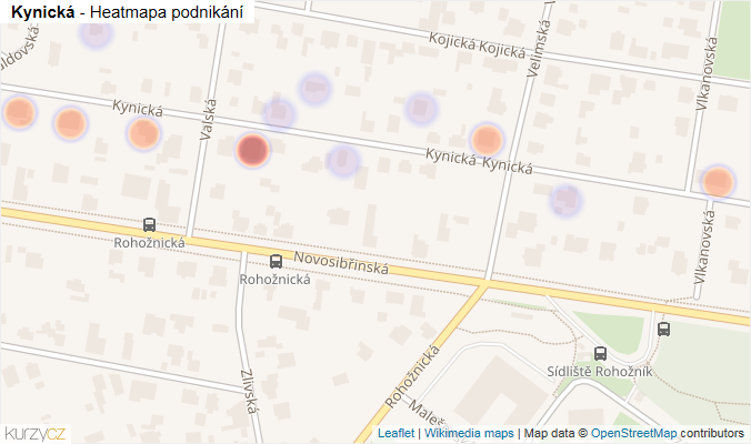 Mapa Kynická - Firmy v ulici.