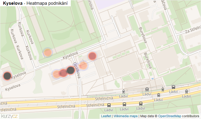 Mapa Kyselova - Firmy v ulici.