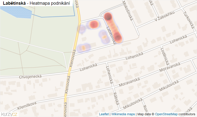 Mapa Labětínská - Firmy v ulici.