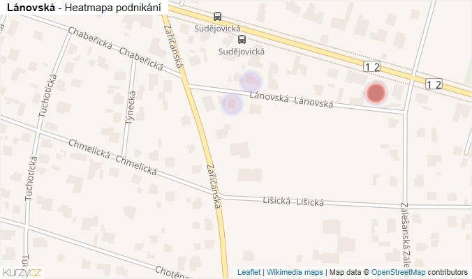 Mapa Lánovská - Firmy v ulici.