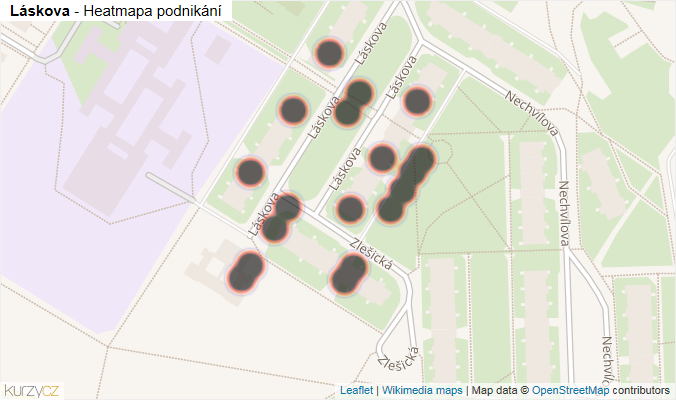 Mapa Láskova - Firmy v ulici.