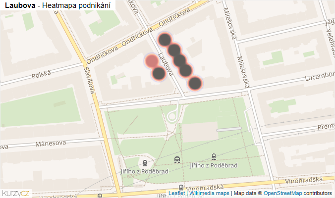 Mapa Laubova - Firmy v ulici.