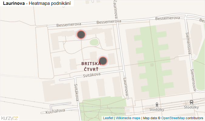 Mapa Laurinova - Firmy v ulici.