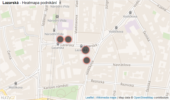 Mapa Lazarská - Firmy v ulici.