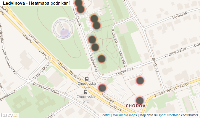 Mapa Ledvinova - Firmy v ulici.