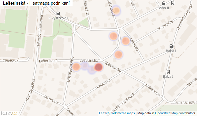Mapa Lešetínská - Firmy v ulici.