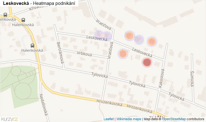 Mapa Leskovecká - Firmy v ulici.