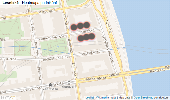 Mapa Lesnická - Firmy v ulici.