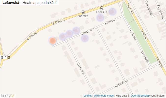 Mapa Lešovská - Firmy v ulici.