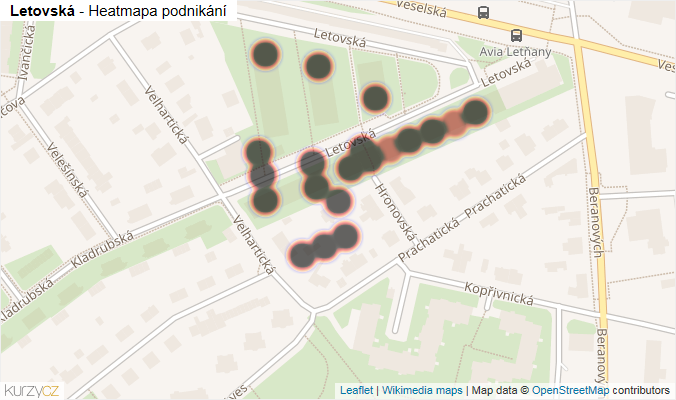 Mapa Letovská - Firmy v ulici.
