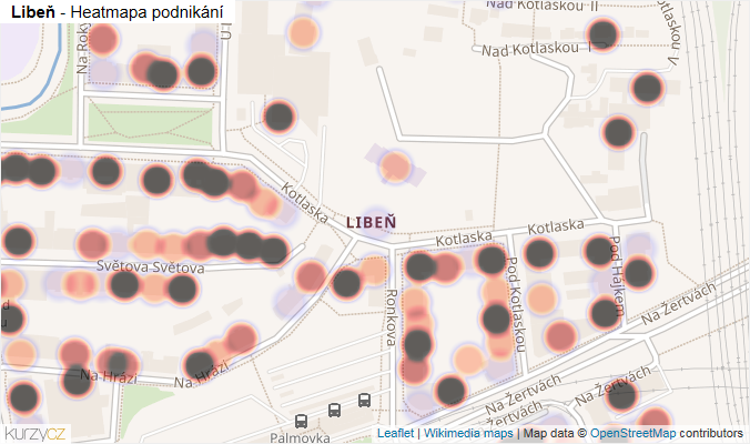Mapa Libeň - Firmy v části obce.