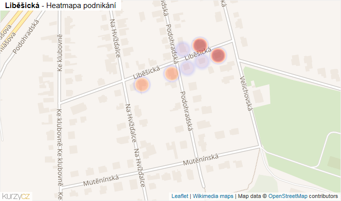 Mapa Liběšická - Firmy v ulici.