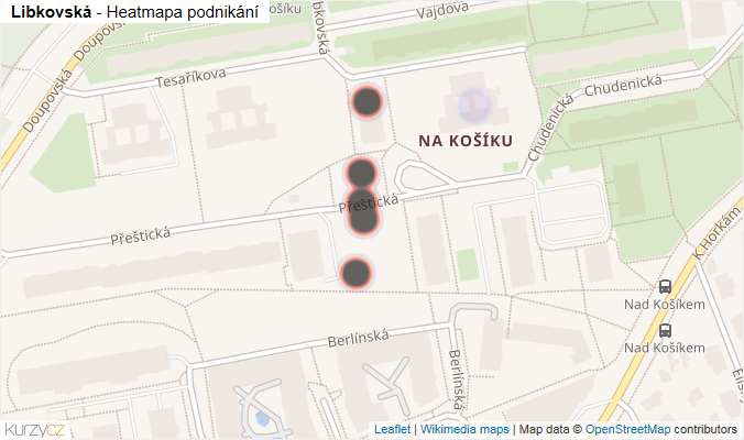 Mapa Libkovská - Firmy v ulici.
