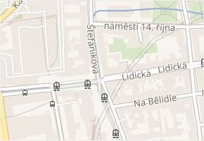 Lidická v obci Praha - mapa ulice