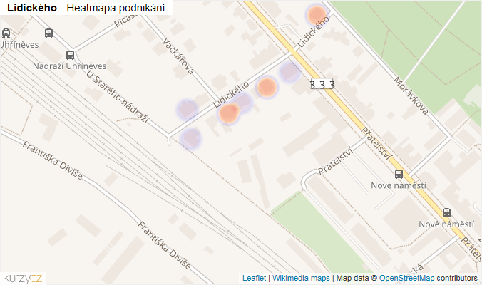 Mapa Lidického - Firmy v ulici.