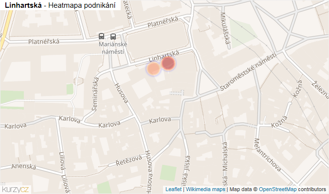 Mapa Linhartská - Firmy v ulici.