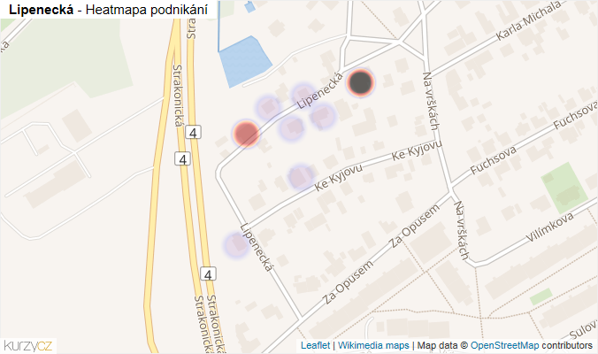 Mapa Lipenecká - Firmy v ulici.