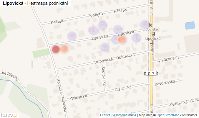 Mapa Lipovická - Firmy v ulici.