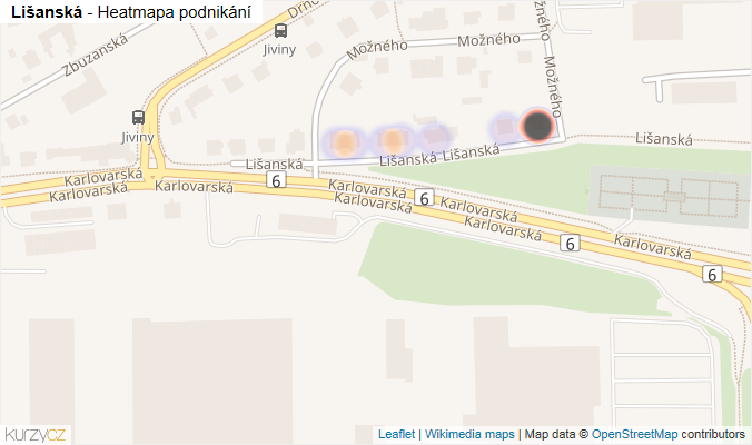 Mapa Lišanská - Firmy v ulici.
