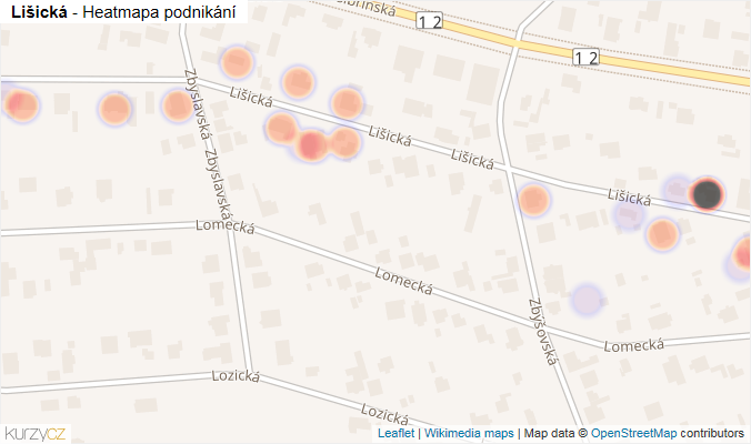 Mapa Lišická - Firmy v ulici.