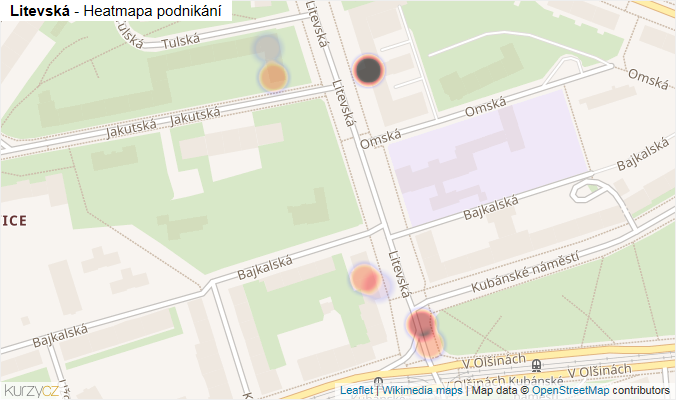 Mapa Litevská - Firmy v ulici.