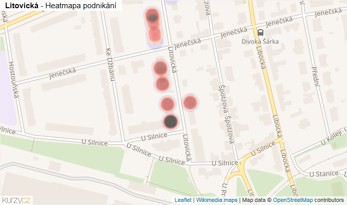 Mapa Litovická - Firmy v ulici.