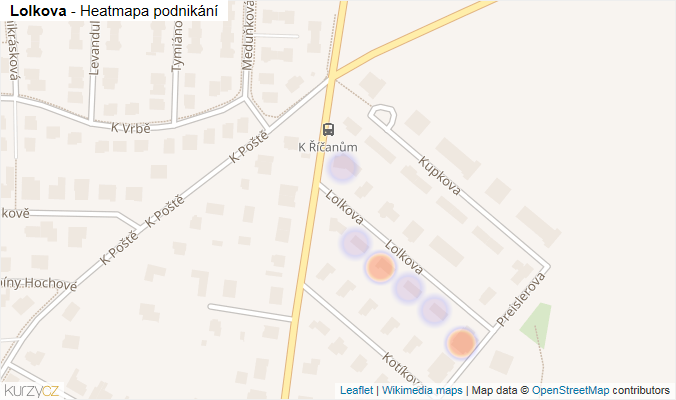 Mapa Lolkova - Firmy v ulici.