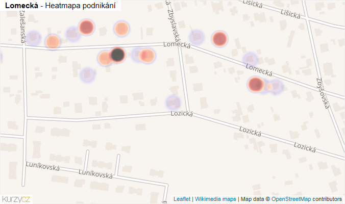 Mapa Lomecká - Firmy v ulici.