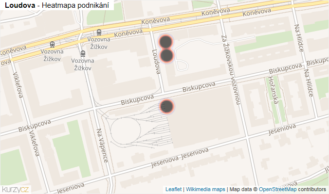 Mapa Loudova - Firmy v ulici.