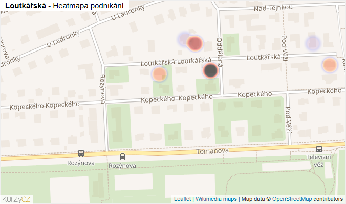 Mapa Loutkářská - Firmy v ulici.