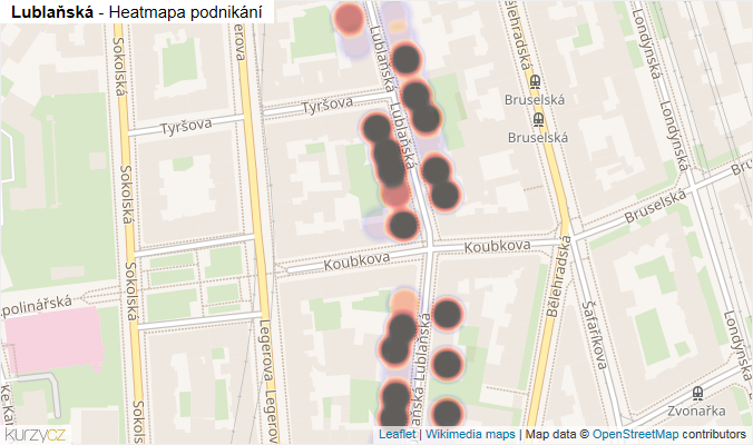 Mapa Lublaňská - Firmy v ulici.