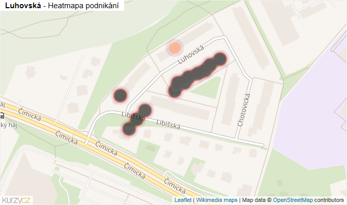 Mapa Luhovská - Firmy v ulici.